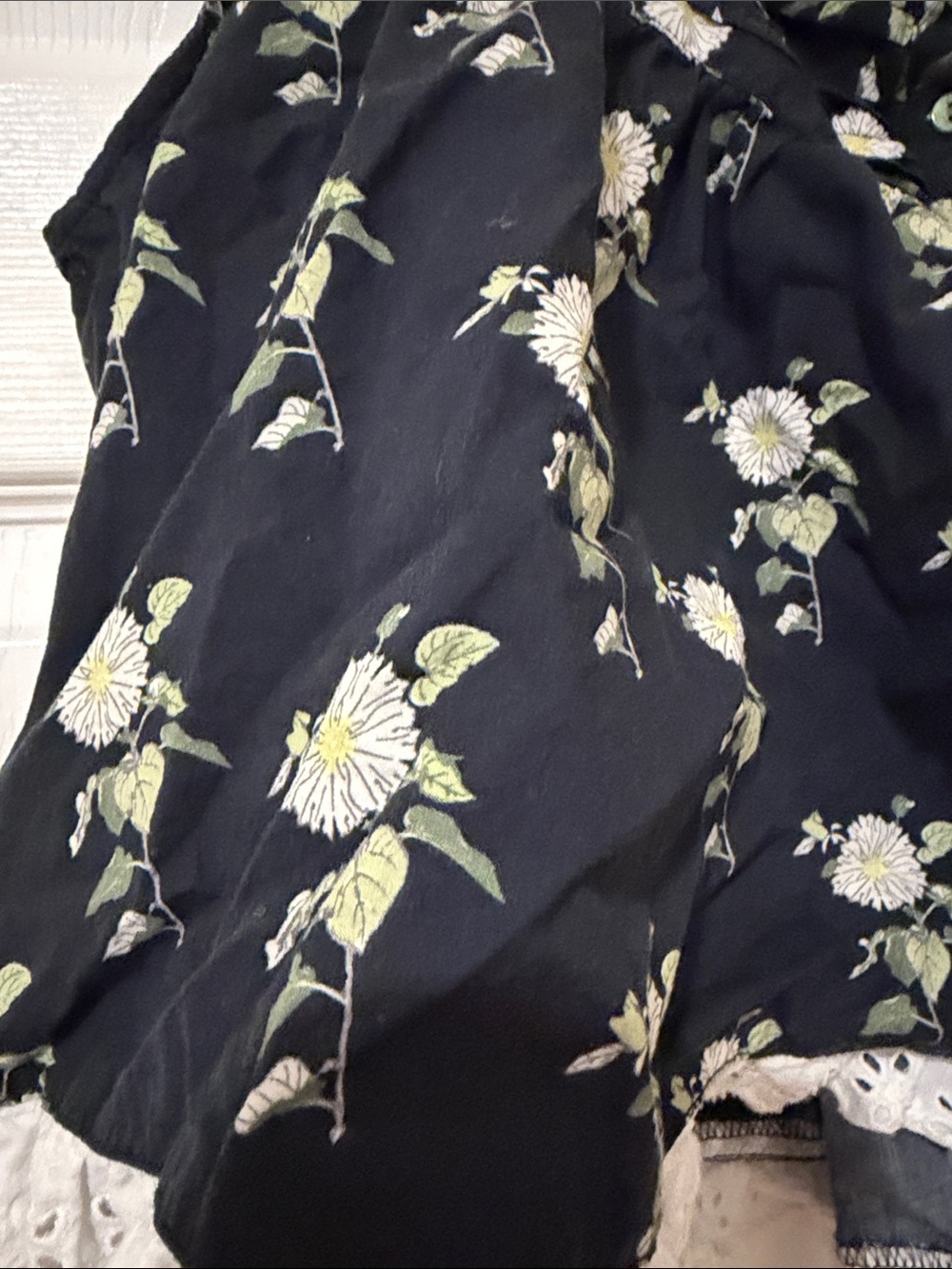 Anthropologie Navy Floral Lace-Trim Pajama Shorts and Too - Picture 3 of 14